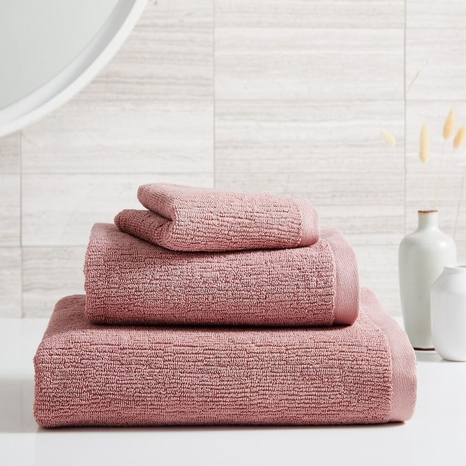 Organic Textured Towels Pink Stone west elm United Kingdom